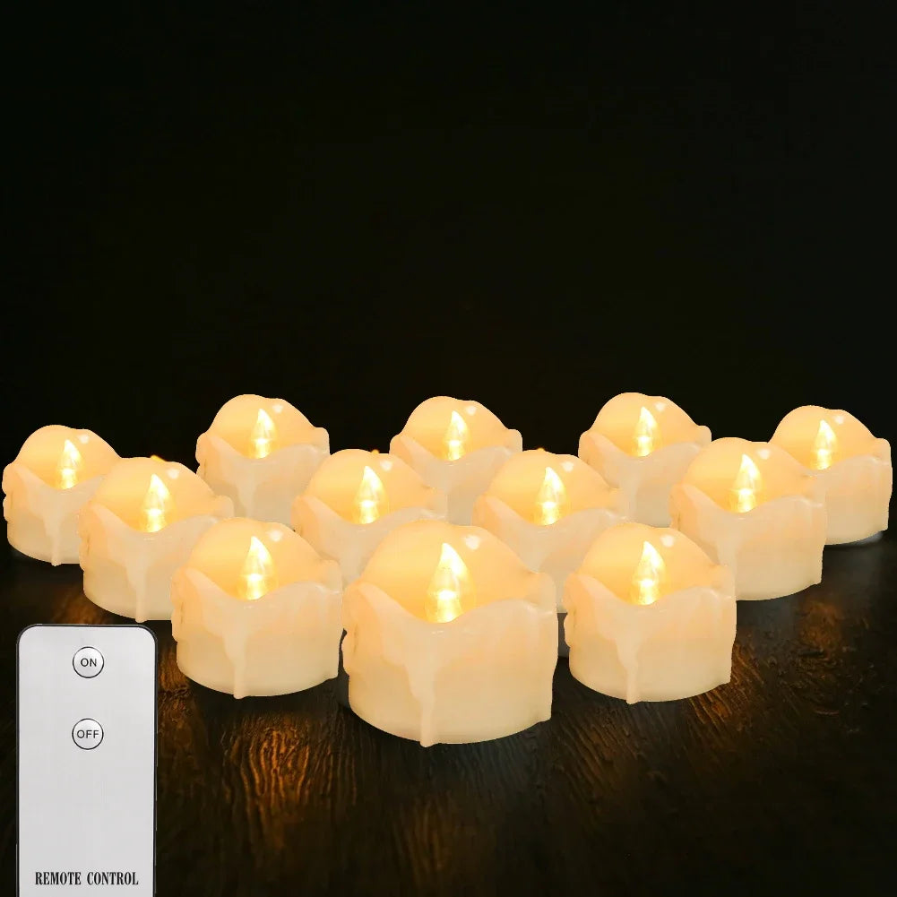 bougies led sans flamme scintillantes blanc modernes lumineuses pack 12 24 6pcs