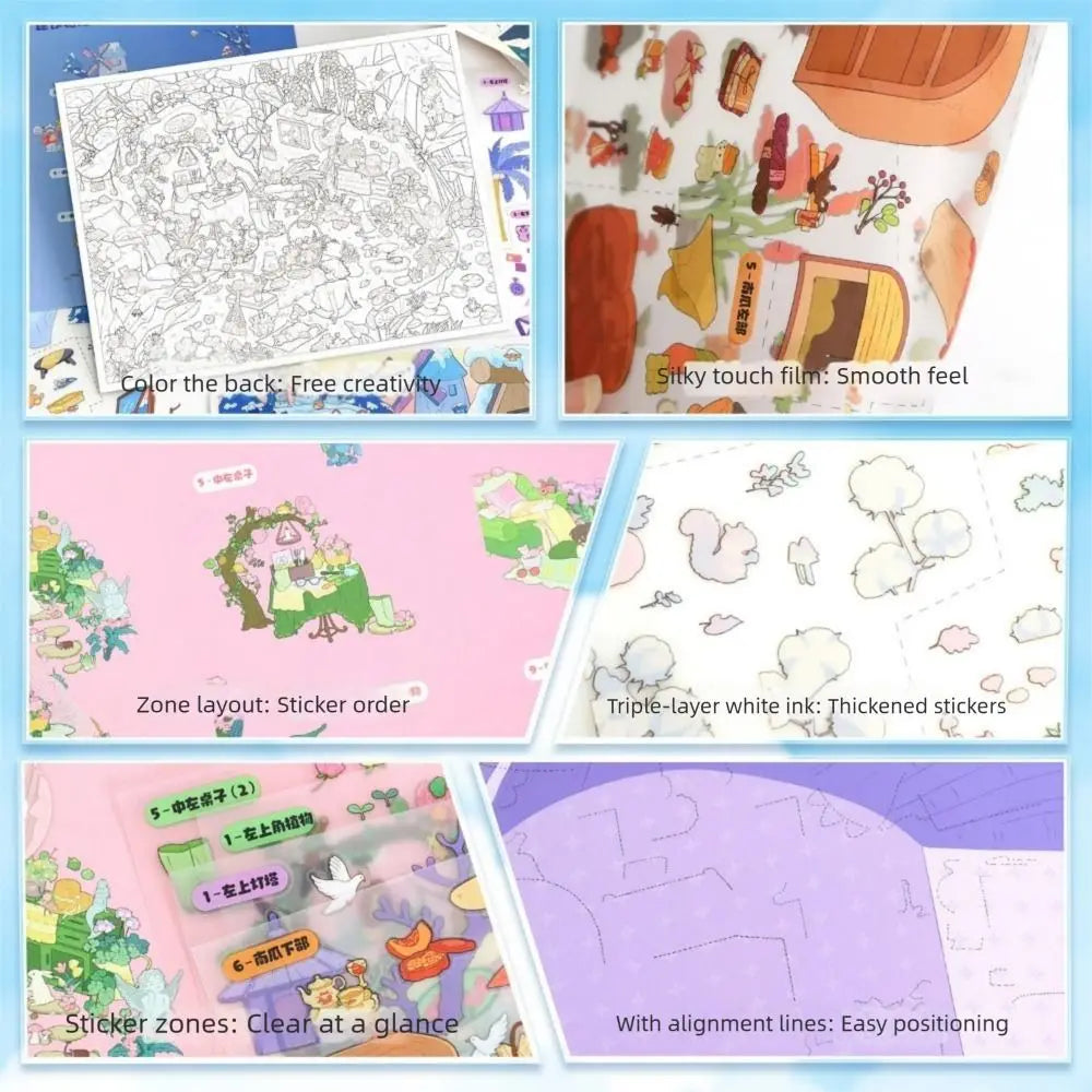 autocollants 3d diy scènes saisonnières printemps été automne hiver illustrées cartes scènes stickers