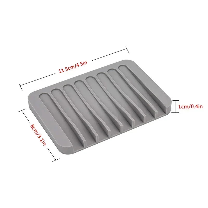 porte savon silicone strié gris blanc moderne salle bain cuisine drainage anti dérapant support