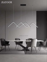 suspension lumineuse pendentif led moderne minimaliste ligne ondulée blanc opacité restaurant cuisine