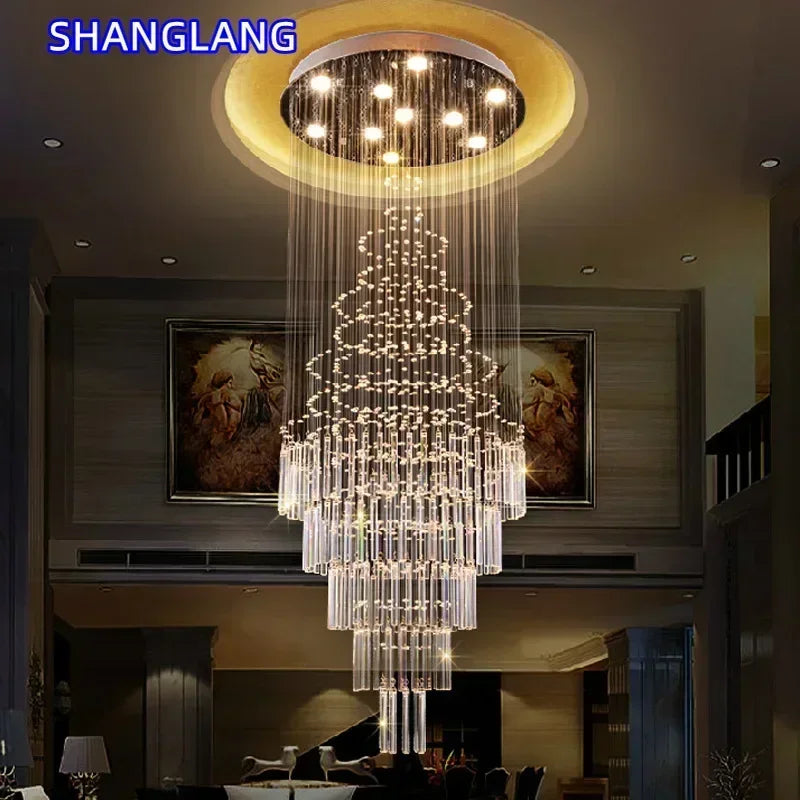 lustre moderne transparent suspendues acier inoxydable led salon grande taille facile certifications multiples