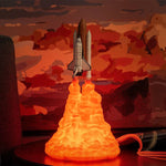 lampe led forme fusée spatiale blanc orange rouge nuages moderne veilleuse rechargeable manuel utilisation