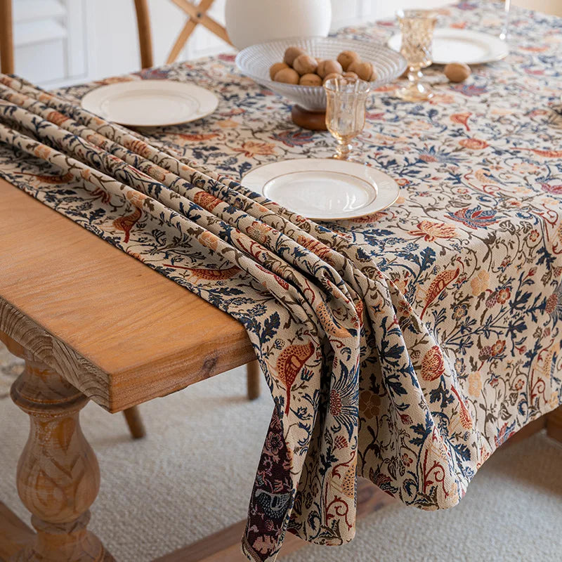 nappe table vintage florale rectangulaire réutilisable polyester coton printemps été décoration intérieure classique rustique