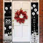 bannière anniversaire thème mariage ballons feux d'artifice opale noire argent rouge festive crochets inclusion