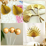 décoration gâteau moderne feuilles dorées boules blanches dorées numéros brillants mariage anniversaire fête