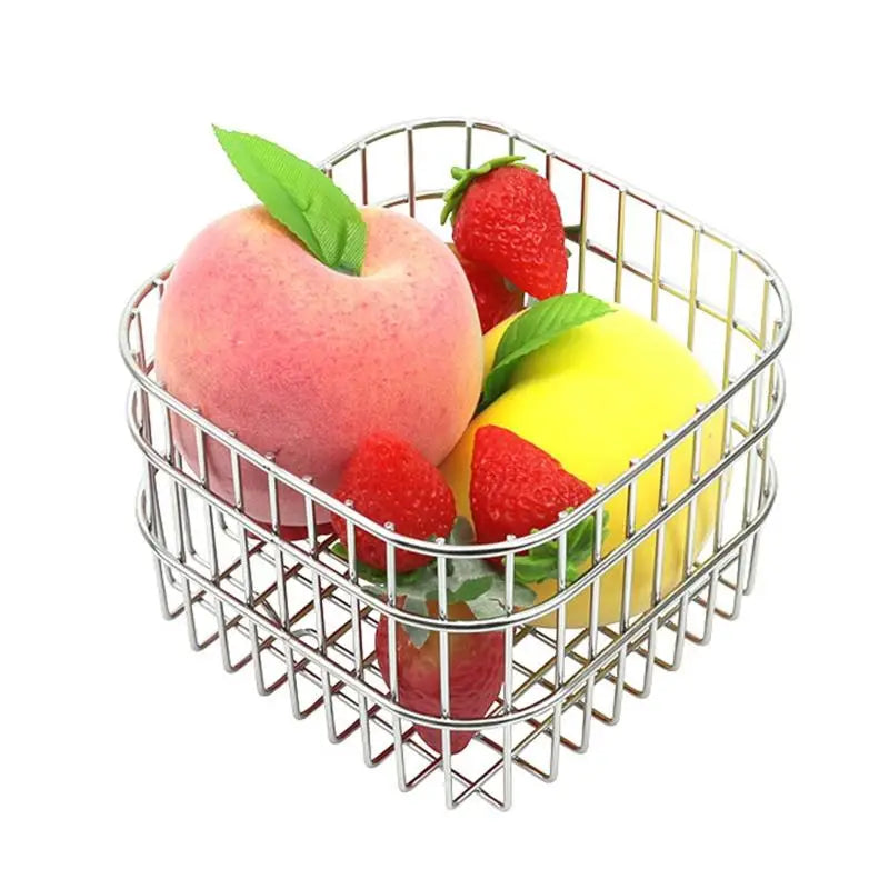 panier rangement métal argenté grille minimaliste moderne utilitaire fruits maquillage baguette pizza Bretzel