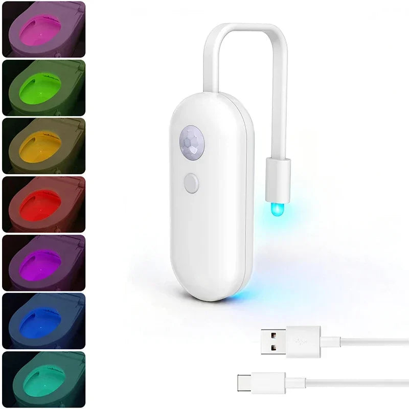 lampe toilette led veilleuse adhésive détection mouvement changement couleurs usb moderne blanc