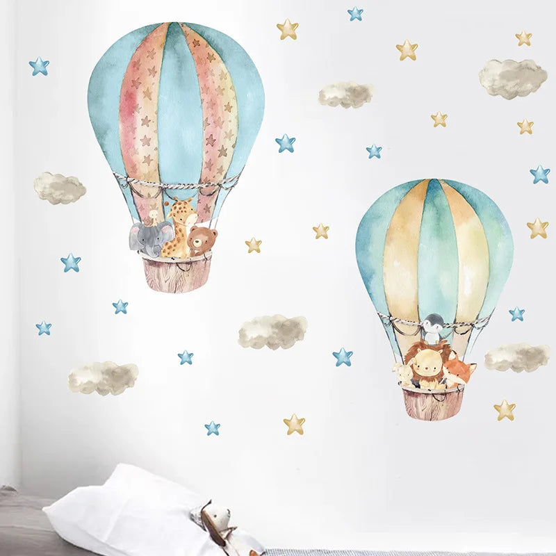 autocollant mural animaux forêt dessin animé décoration chambre bébé fille garçon sticker murale pvc