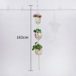 support plante suspendue macramé boho rotin blanc sculpté main decoration maison balcon jardin anneau