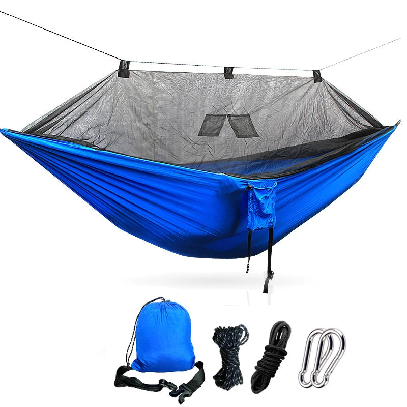 hamac camping moustiquaire camouflage protection soleil anti moustiques sac rangement corde suspension sécurité pratiqueextérieur