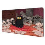 tapis jeu playmat chat épée cartes géométrique orange noir rouge illustration animateur