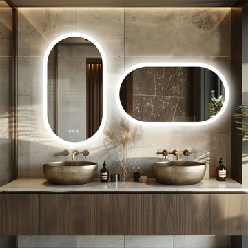 miroir ovale lumineux moderne blanc doré lisse brillant élégant éclairé ip65 criel95