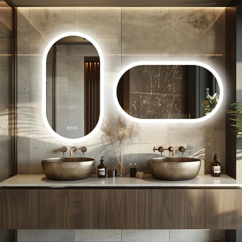 miroir ovale lumineux moderne blanc doré lisse brillant élégant éclairé ip65 criel95