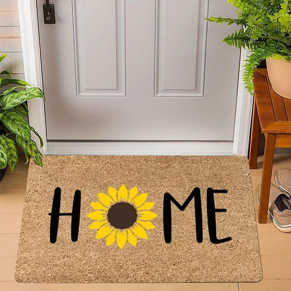 tapis d'entrée moderne fleurs colorées antidérapant résistant polyester confortable