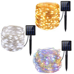 guirlande lumineuse solaire 100leds blanc multicolore moderne extérieure autoinstallation ip65 étanche festive jardin