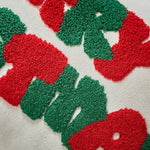 housse coussin noël brodée ho ho ho merry christmas rouge vert polyester coton respectueux