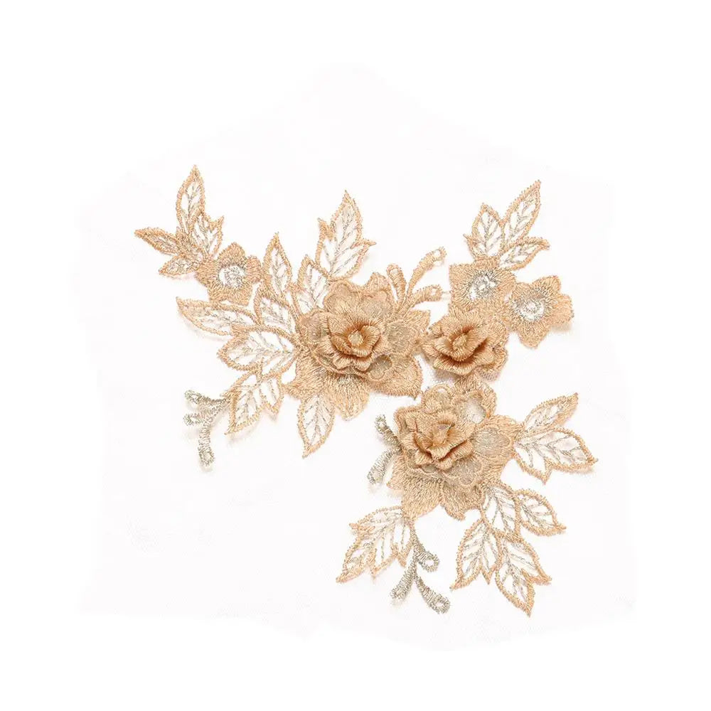 applique textile brodé fleurs doré clair broderie fine adult femelle polyester