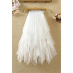 jupe tulle plissée féminine élastique printemps été rose clair gris blanc noir élégante lignemidi