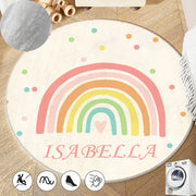 tapis rond flanelle doux anti dérapant motifs arc ciel floral bébé moderne chambre salon