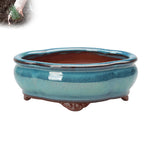 cache pot céramique effet craquelé moderne bleu rose brillant intérieur fleur decoration jardinière