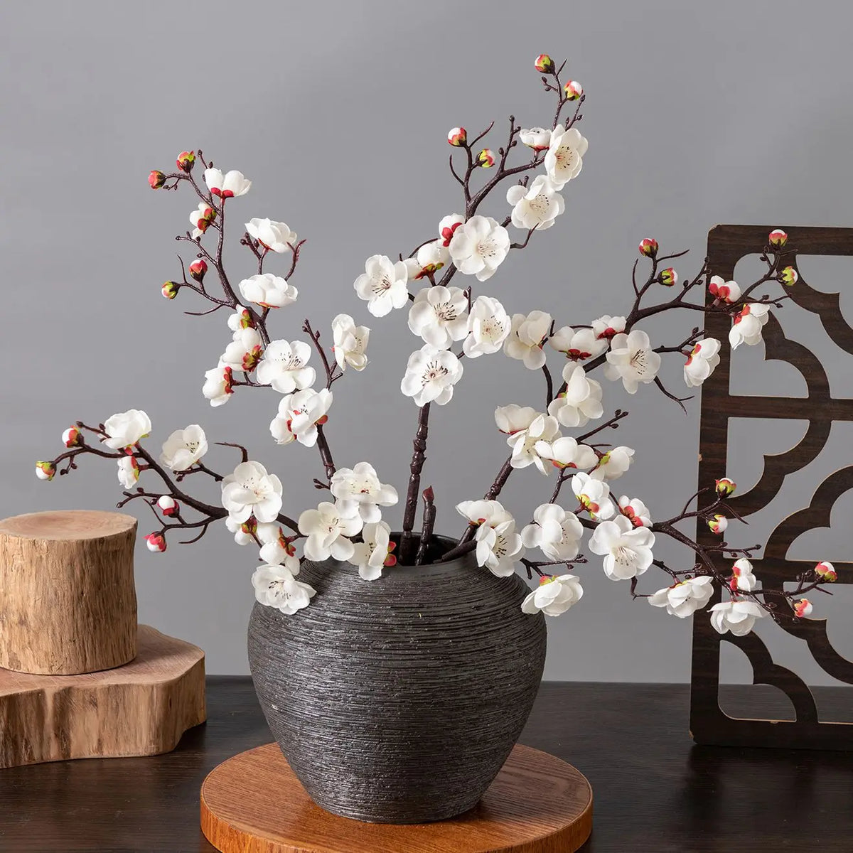 décoration extérieure branche artificielle soie fleurs blanc rose printemps nature minimaliste fête mariage