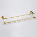 porte serviettes mural or cristal rondelles classique vis invisibles double barres 615mm
