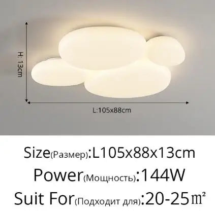 plafonnier moderne blanc nuages minimaliste éclairage chambre restaurant led toucher