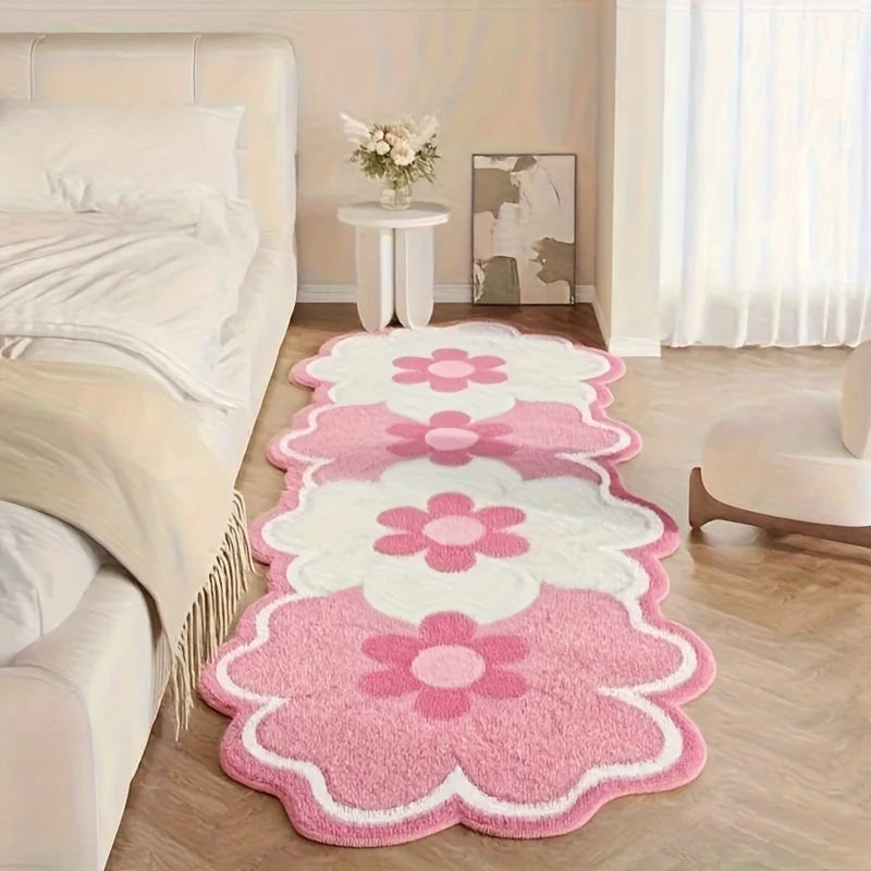 tapis fleurs rose moderne antidérapant polyester maison voyage prière chambre sdb cuisine