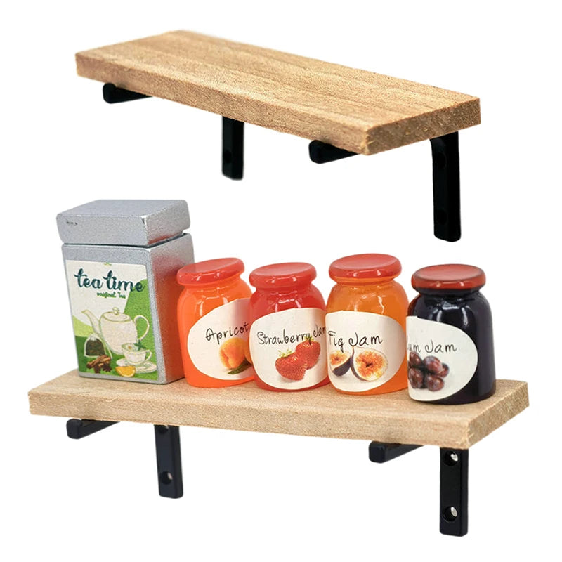 étagère bois moderne étagère miniatures support rangement vis fixations pots confiture thé blanc