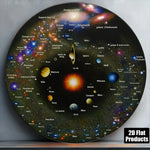 décoration murale système solaire voie lactée planètes étoiles rond métal 2d flat français anglais