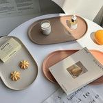 assiettes ovales modernes plastique beige marron blanc stockage cuisine plateaux rangement minimaliste