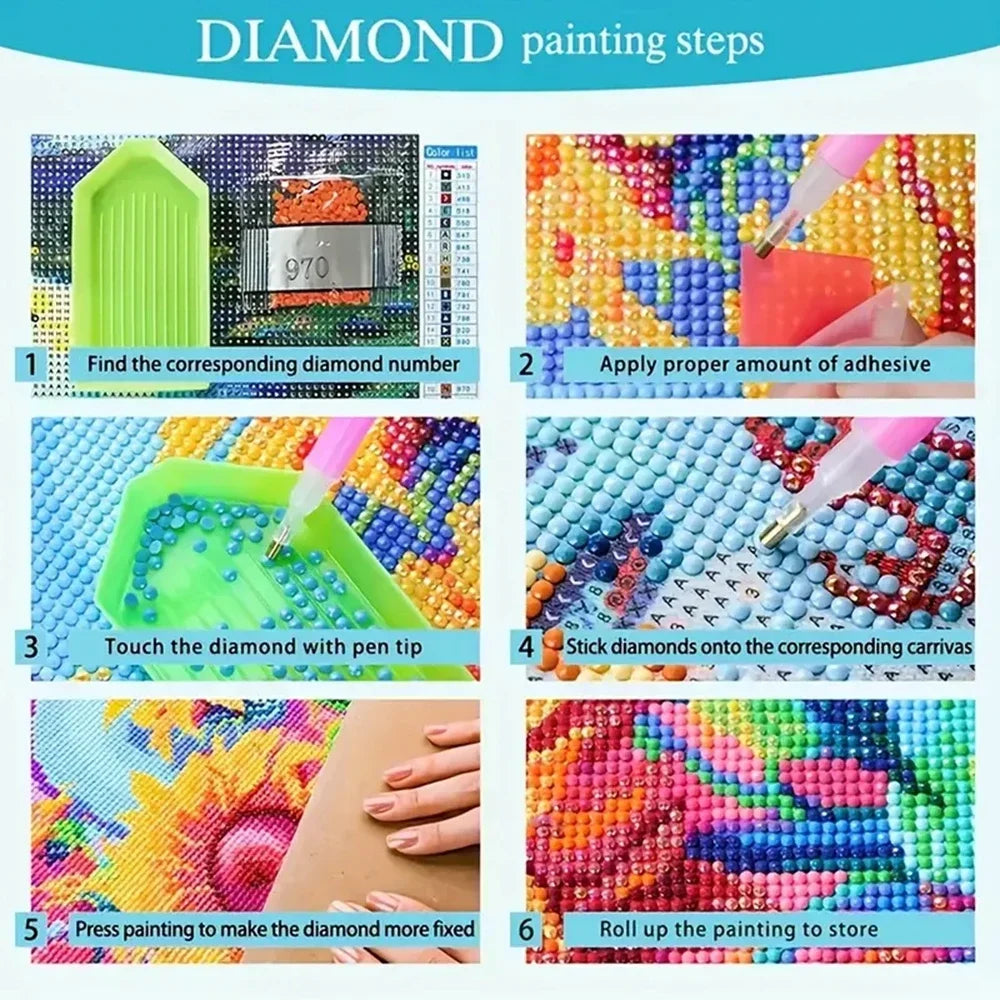 tableau diamants motif géométrique moderne décoration murale autocollante kit complet bleu vert