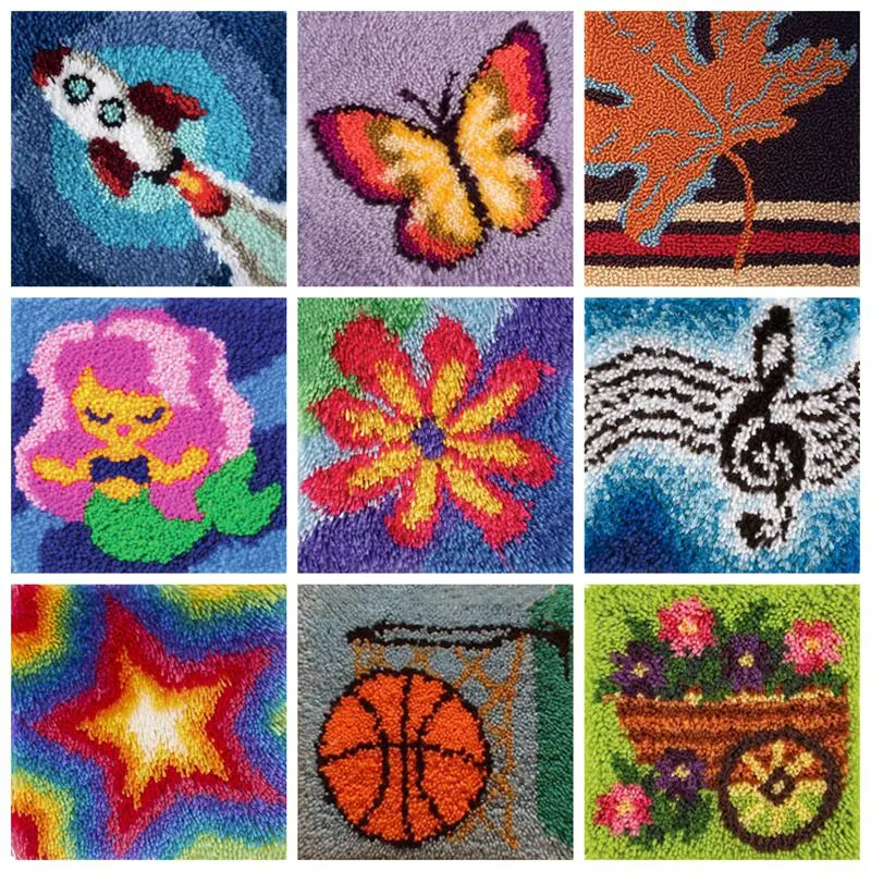 tapis pique nique multicolore motif fleurs animaux artisanal broderie artisanale fait main