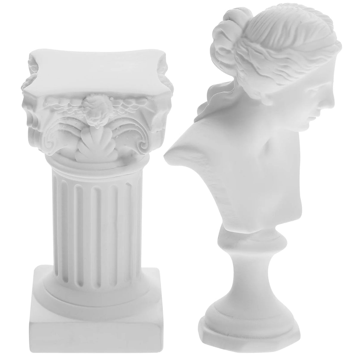 statue grecque résine buste féminin colonne décorative classique antique blanc maison