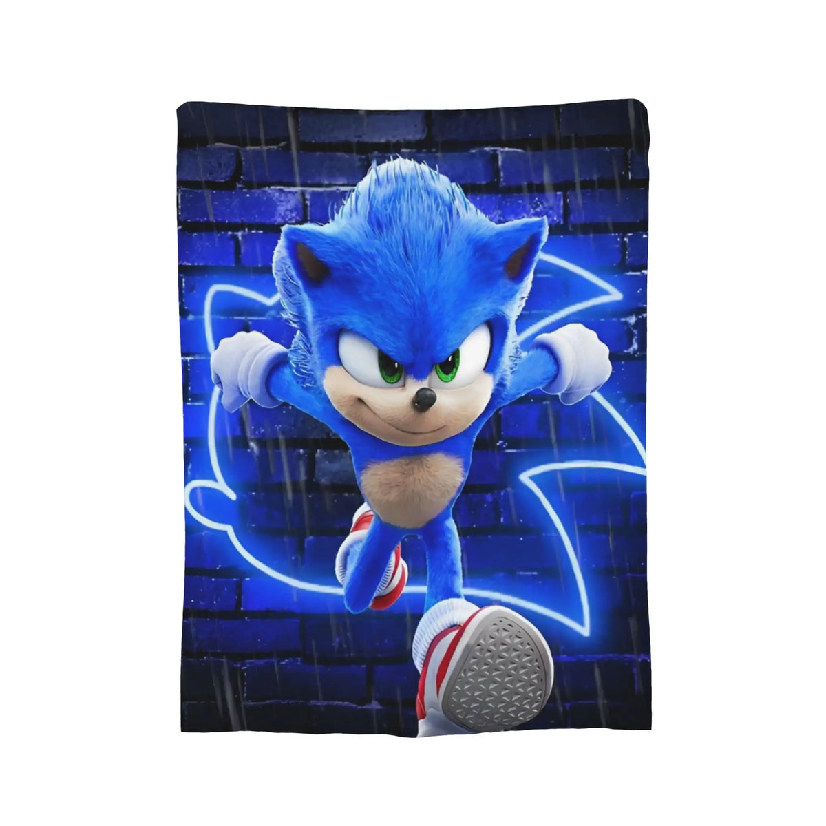 couverture bleu blanc sonic dessin animé polyester polaire moderne portable toutes saisons