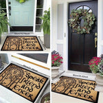 tapis bienvenue porte inscription fantasy beige noir antidérapant extérieur entrée vestibule couloir moderne