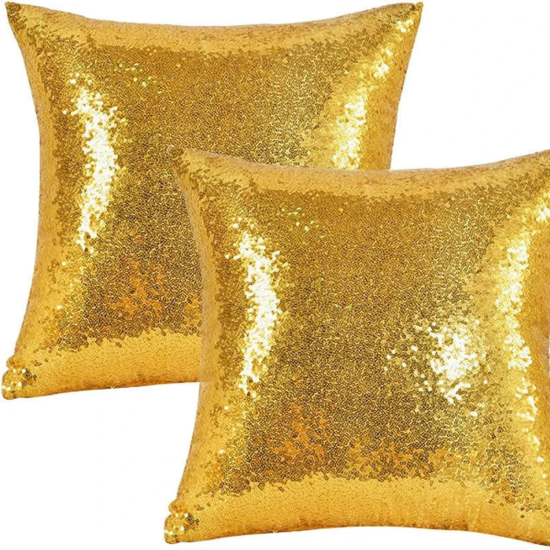 housses coussin paillettes or modernes adhésives polyester 40x40cm decoration maison festive