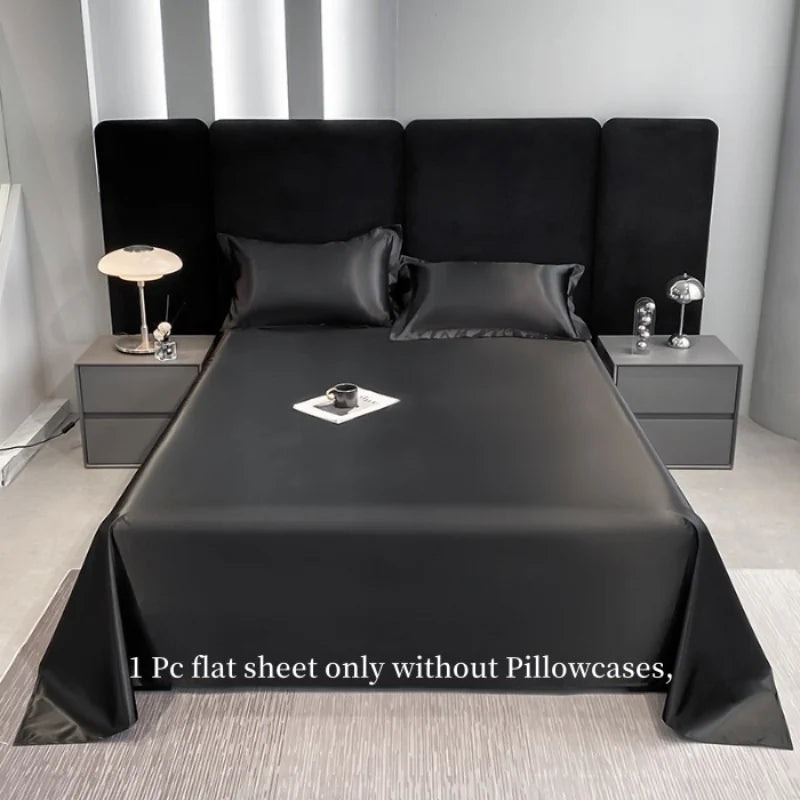 drap plat satin noir bleu uni moderne oreillers coussins lit opacité simple