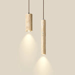 Lampe suspendue moderne minimaliste pierre beige clair texture granulée câble noir pendentif chambre salon