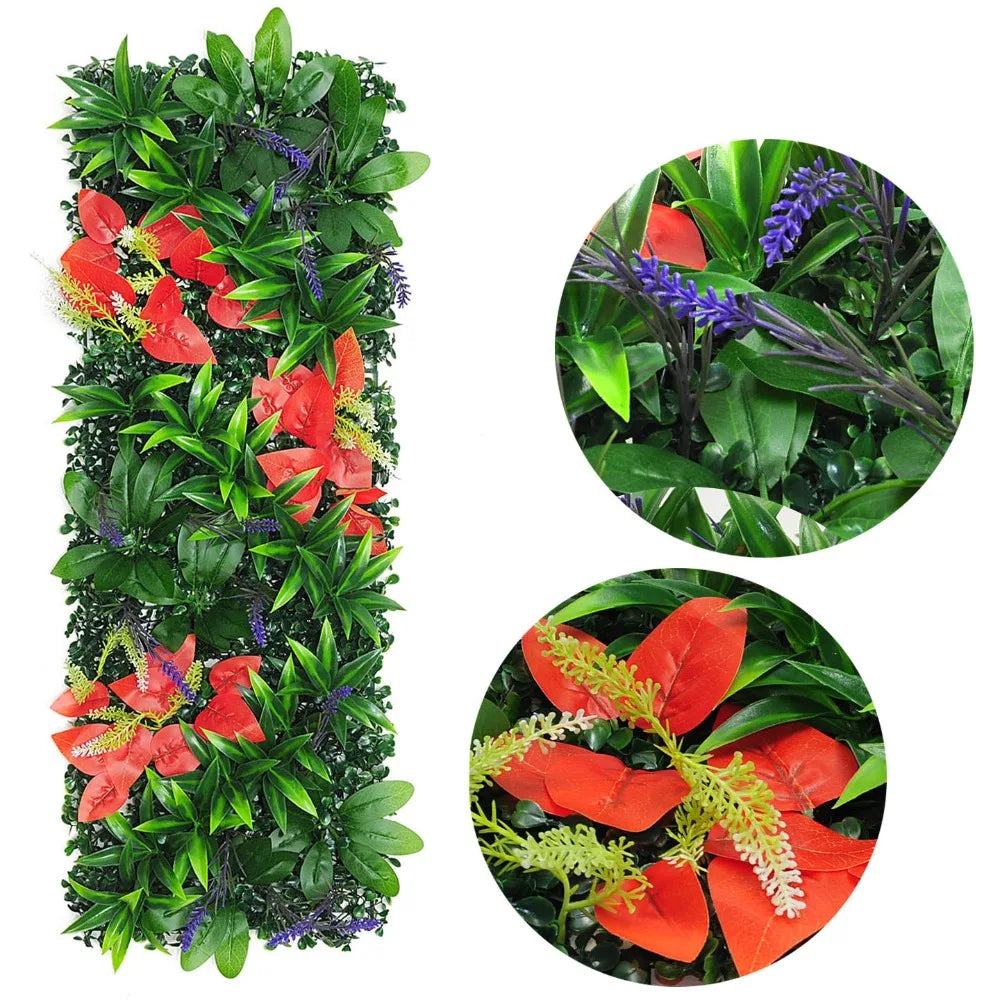 décoration murale plantes artificielles feuilles roses variées moderne intérieur vert rose jaune blanc rouge