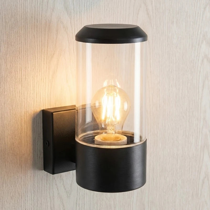 lampe murale extérieure moderne noir transparent autonome ip65 aluminium décoration jardin porche
