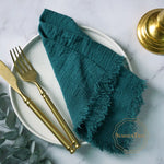 serviettes cuisine rustiques coton noir orange beige blanc rose pâle franges rustic naturel