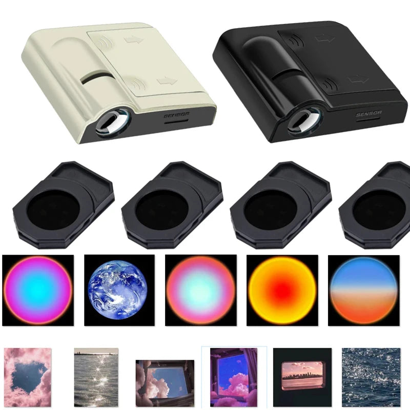 projecteur led rectangle noir lentille centrale moderne veilleuse atmosphères projection étoiles planètes chambre enfants