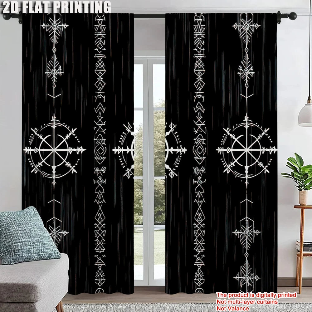 rideaux moderne viking motifs géométriques blancs opaques 100 polyester pièces