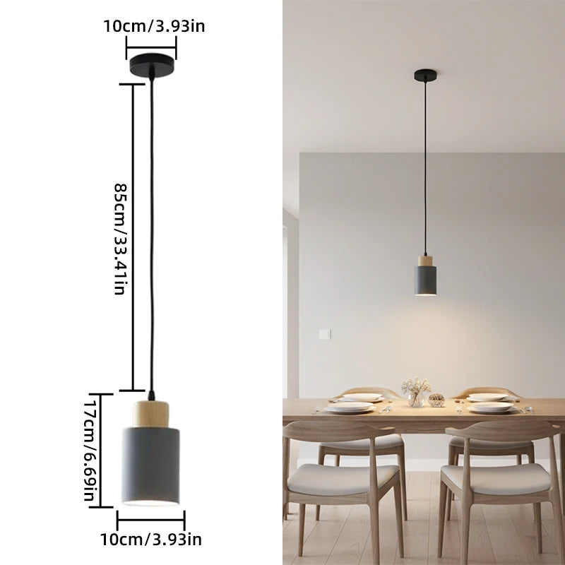 Lampes suspendues modernes minimalistes bois clair blanc noir câble ampoule tension 90 260V flux