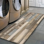 tapis rustique patchwork bois beige gris bleu clair antidérapant moderne intérieur extérieur