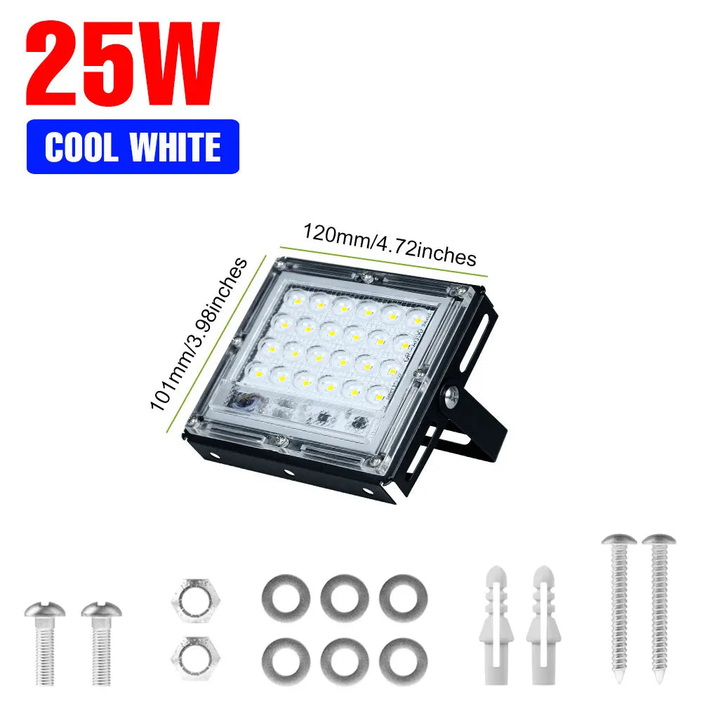 projecteur led extérieur ip65 220v blanc froid moderne réverbere mur vis fixations aluminium