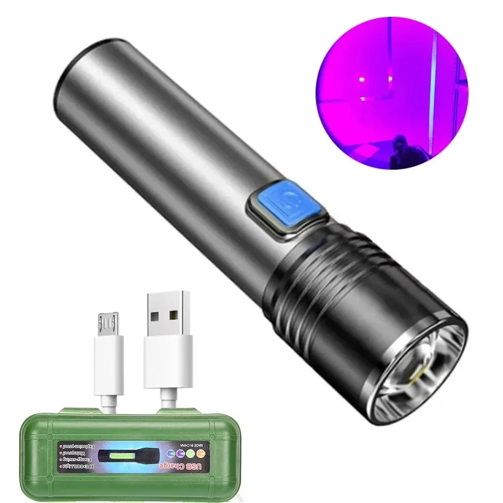 lampe torche uv rechargeable 5w gris noir lisse moderne 395nm ccc fcc rohs