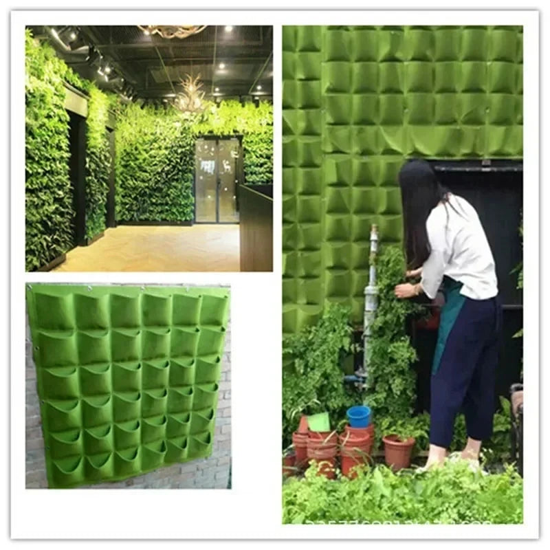 porte plantes mural vert texture feutre moderne fixations grilles plantes succulentes deco maison
