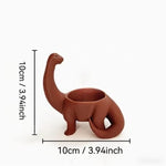 pot plantes forme dinosaure brachiosaure brun terracotta surface lisse aspect mat décoratif ludique menthe